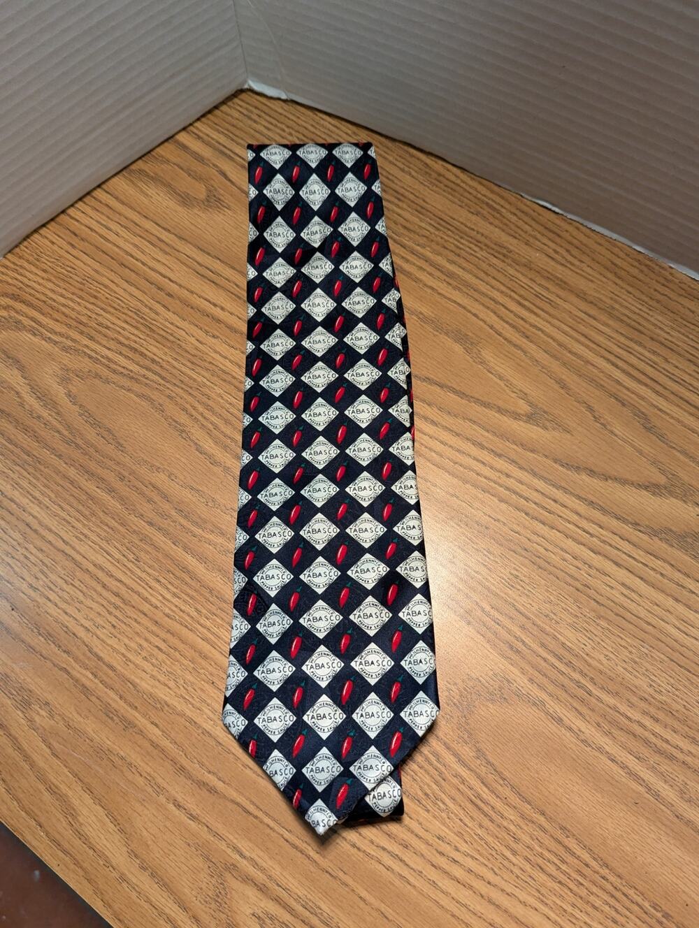Tabasco Hot Sauce Blue Red White Men's Silk Necktie Tie